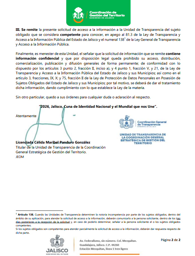 jcrtoral's tweet photo. A mí también me bateó la Coordinación General Estratégica de Gestión del Territorio de @GobiernoJalisco. Muy extraño. Yo ya puse queja ante @ContraloriaJal, a ver qué pasa en el recurso de revisión y a ver si @siapagdl y Comisión Estatal del Agua también lo ocultan. https://t.co/9F1g6qCSvg
