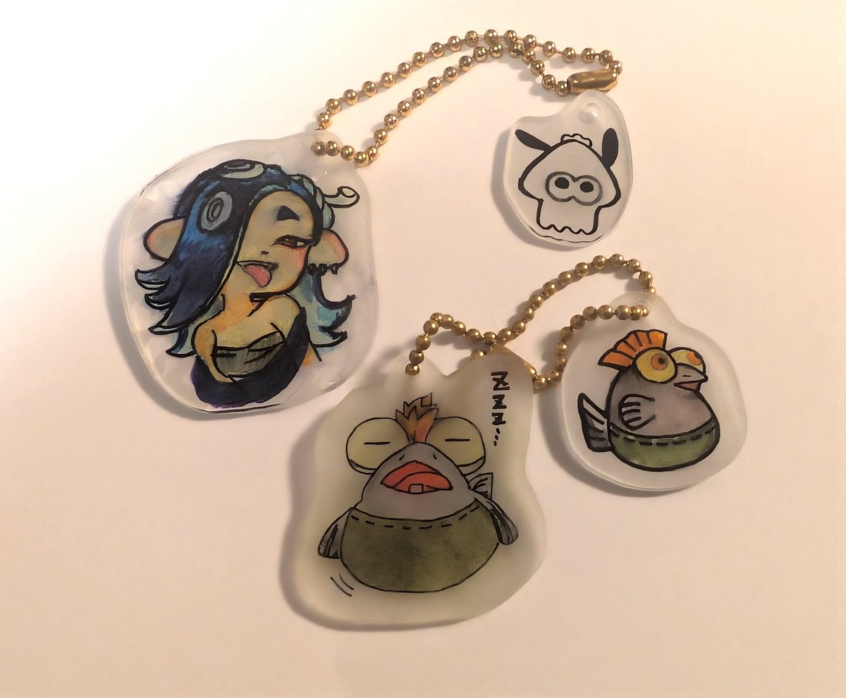 shakkar08's tweet photo. プラバン初挑戦。双子の好きなスプラキャラを一緒に書いた。フウカの肌色がムラになったのが反省点🥲#コジャケ　#フウカ https://t.co/ljQMfluDHs