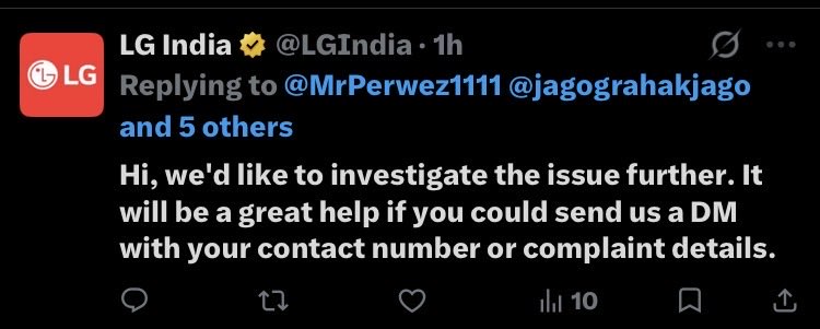MrPerwez1111's tweet photo. @LGIndia @LGElectronics @nch1915 @jagograhakjago @consaff @ConsumerVoiceIn #LGComplaint #ConsumerRights #JagoGrahakJago https://t.co/IczobhFK26
