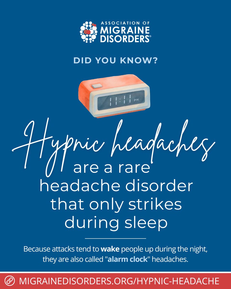 MigraineDisordr's tweet photo. Waking up because of a headache? Hypnic headaches only strike during sleep, waking you up on at least 10 days per month. They're rare but painful, especially for women and people over 50. ⏰

The good news: treatments are available! Caffeine, lithium, melatonin, and NSAIDs can help. 

Read the full breakdown.
🔗https://t.co/ahiEmTmEqt

#MigraineDisease #HeadacheDisorders #HypnicHeadache @AlarmClockHeadache