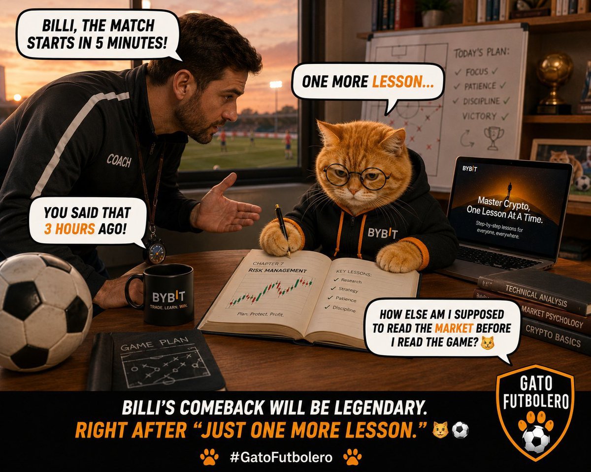 rifatkhan0552's tweet photo. Coach: "Billi, the match starts in 5 minutes!"
Billi: "Just one more lesson..."
We've all been there... πΉβ½
What's the funniest excuse Billi could give next?
π Best reply wins my laugh.
#GatoFutbulero
#Mundial2026 #NewFinancialPlatform #Bybit https://t.co/xiPeoDQCEg