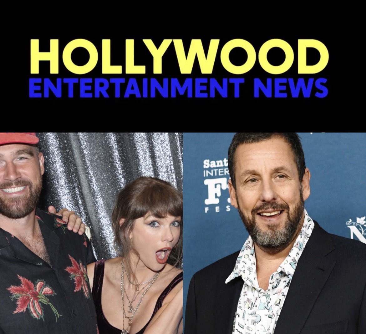 ESNewsPR's tweet photo. Adam Sandler as Wedding Officiant? Taylor Swift and Travis Kelces History With the Actor #hollywoodentertainmentnews #adamsandler #taylorswift #traviskelce #kadrolshaonacarole   https://t.co/Jv5dPcB6BZ https://t.co/6AG05nA2Vp