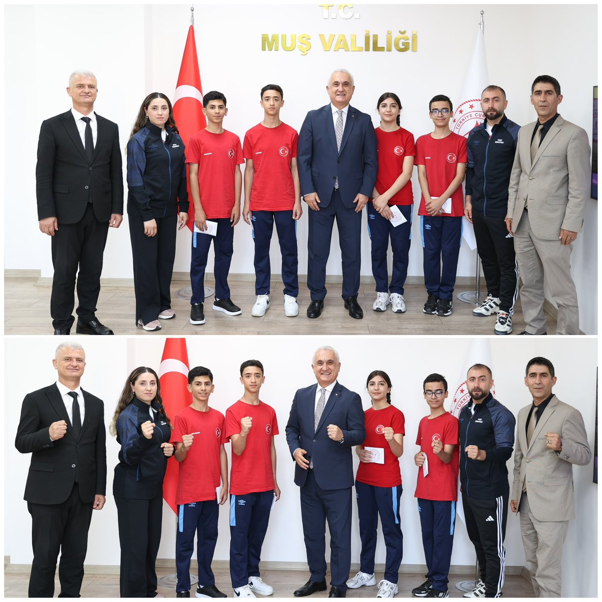 GSB_Mus's tweet photo. İl Müdürümüz Yusuf Kılıç, antrenörlerimiz ile birlikte; Akdeniz Mustafa Taha Keçeci, Türkiye Şampiyonu Mert Ali Gelmez, Türkiye ikincisi Ahmet Cerrahoğlu ve Türkiye üçüncüsü Asude Elif Doğan ile Valimiz Sayın Avni Çakır’ı ziyaret etti.

📍 Muş Valiliği
@OA_BAK 
@gencliksporbak https://t.co/idS6A0E0io