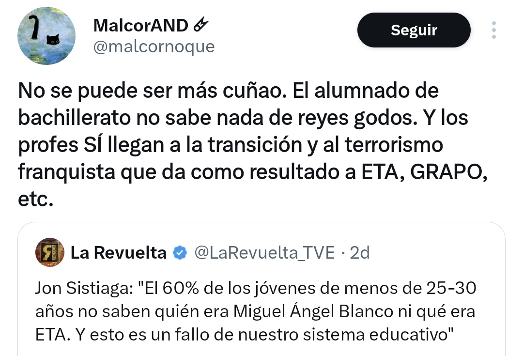 JosemaVallejo's tweet photo. En 1968 te pones a luchar contra el malvado dictador, pero Franco se muere en 1975 y, por lo que sea, llega 1987 y matas a señoras que hacen la compra y a niñas que duermen, en 1991 y 2002 matas a más niñas, más gente en 2006, sigues en 2009, 2010...

Pero que ETA porque Franco. https://t.co/7i3fpse1Il