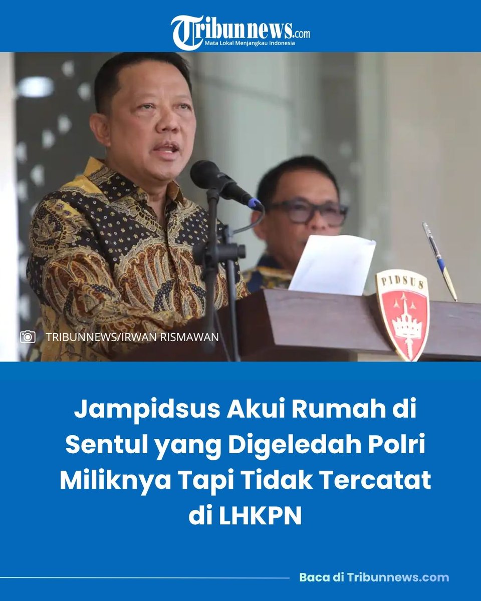tribunnews's tweet photo. Jaksa Agung Muda Bidang Tindak Pidana Khusus (Jampidsus) Febrie Adriansyah mengakui jika rumah di Sentul, Bogor, Jawa Barat, adalah miliknya.

Ini adalah rumah yang ikut digeledah Polri saat mengusut 3 kasus dugaan korupsi dan tindak pidana pencucian uang (TPPU).

Hal itu dikatakan langsung Febrie ketika pertama kali muncul saat isu dugaan korupsi yang mengait-ngaitkan kepada dirinya itu mencuat.

"Tentang rumah Sentul itu memang rumah pribadi Jampidsus yang sudah sejak lama. Itu bisa dilihat bagaimana proses kepemilikan sejak awal," kata Febrie dalam konferensi pers, Jumat (10/7/2026).

#jampidsus #febrieadriansyah #korupsi #kejagung #LHKPN

https://t.co/DqeP4Wkrjl