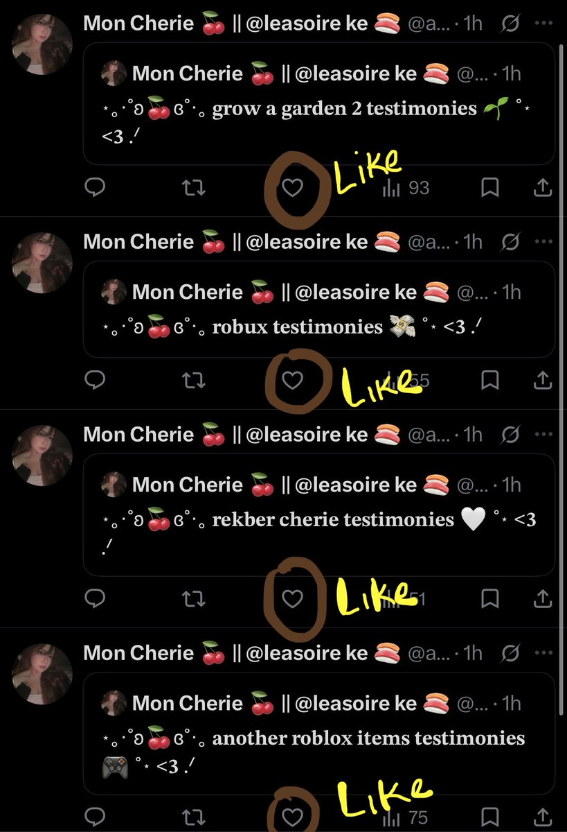 aocherie's tweet photo. 🍒 MON CHERIE GIVEAWAY 🎀
>> 1000r untuk 10 pemenang (100r/orang)!
✨ Bonus for buyer Cherie:
Saldo e-wallet 50k untuk 5 orang (10k/orang)
>> baik buat buyer lama maupun baru.

Cara ikut:
♡ Follow me @aocherie 
♡ Like + Repost + komen apapun di post ini.
♡ Like + Repost / Quote Post Testimoni ini
♡ Like semua title thread (yang aku tandain like semua)

#ForCustomer
♡ Reply testimoni di “Words From Buyers” (buyer only nanti dicheck / send proof boleh)

END: TBA • Good luck! 🍓