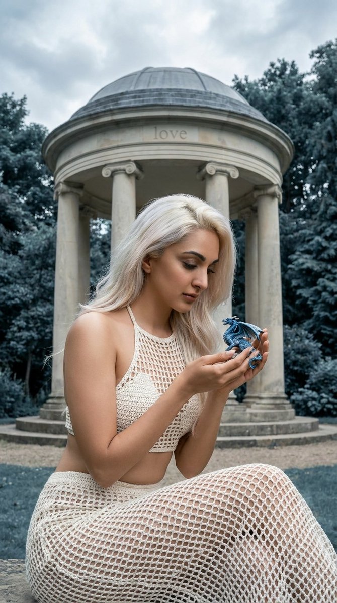 Woman with Platinum Hair and Snake