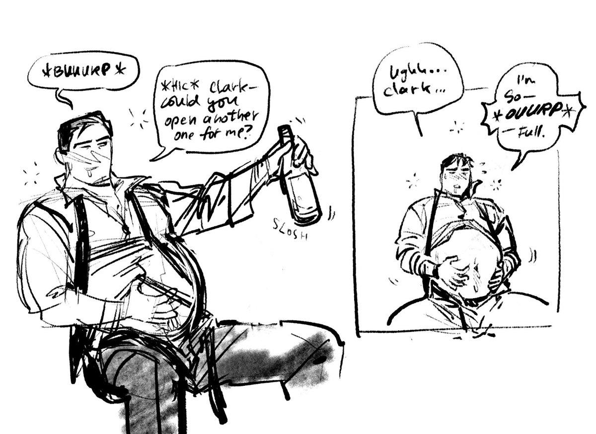 sreppub's tweet photo. #intoxkink #stuffingkink #superbat 

Bruce going ham on some beers *after* a fancy dinner date with Clark.... https://t.co/DFSa3x1m1i