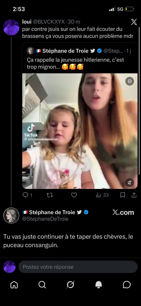 BLVCKXYX's tweet photo. ahaha bah je me demandais pourquoi je pouvais pas répondre à ses merdes, c’est parce qu’il m’a bloqué instantanément tanement hein @StephaneDeTroie 
donc je vais rep tweet par tweet hein https://t.co/D4Kpe9BVJZ