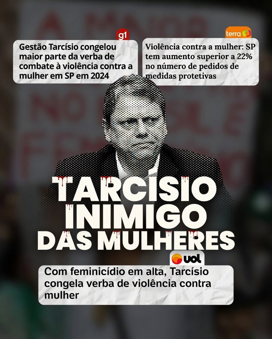 RuthLopes1377's tweet photo. Tarcísio prefere atacar Marina Silva e Simone Tebet enquanto os paulistas esperam respostas sobre segurança e violência contra as mulheres.

Ataca duas mulheres por sua origem e esquece que o próprio construiu sua carreira política em outro estado.

TARCÍSIO INIMIGO DAS MULHERES https://t.co/PqHvL8Xo4c