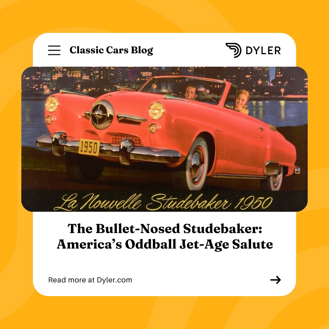 DylerNews's tweet photo. The bullet-nosed Studebaker was America’s wonderfully weird salute to Jet Age design. 🚀

Discover the story behind one of America’s greatest automotive oddballs:
https://t.co/yA4zjHjso8 https://t.co/LxzC9635nb