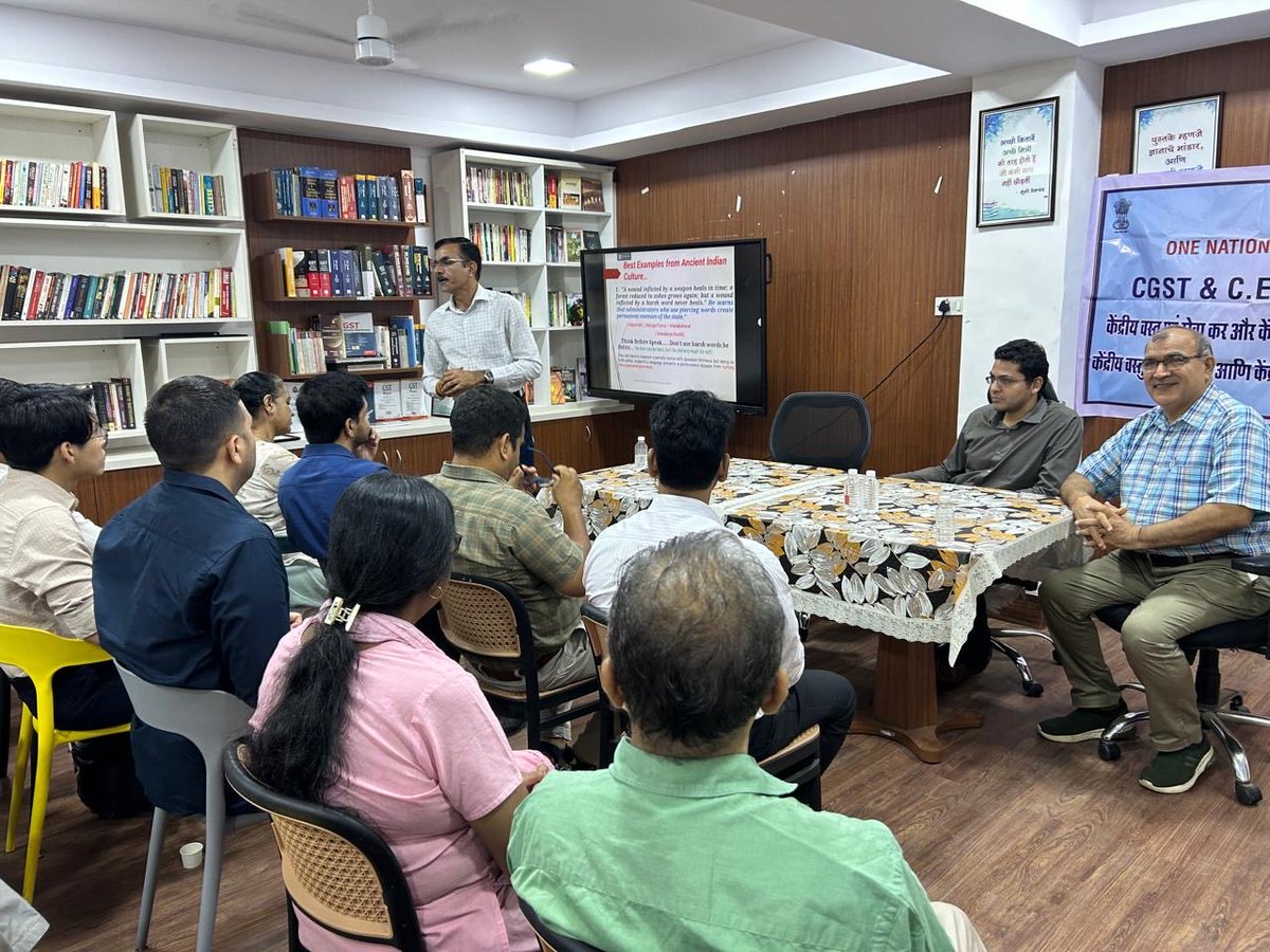 CGSTThane's tweet photo. CGST Thane, Thane Rural &amp; Palghar Commissionerates jointly hosted a training on "Politeness &amp; Soft Spoken – Key to a Successful Work Culture."
Insightful session by Shri Jethu Dan Charan on how empathy and soft skills drive organizational excellence and public trust. https://t.co/ndoqFdkEKo