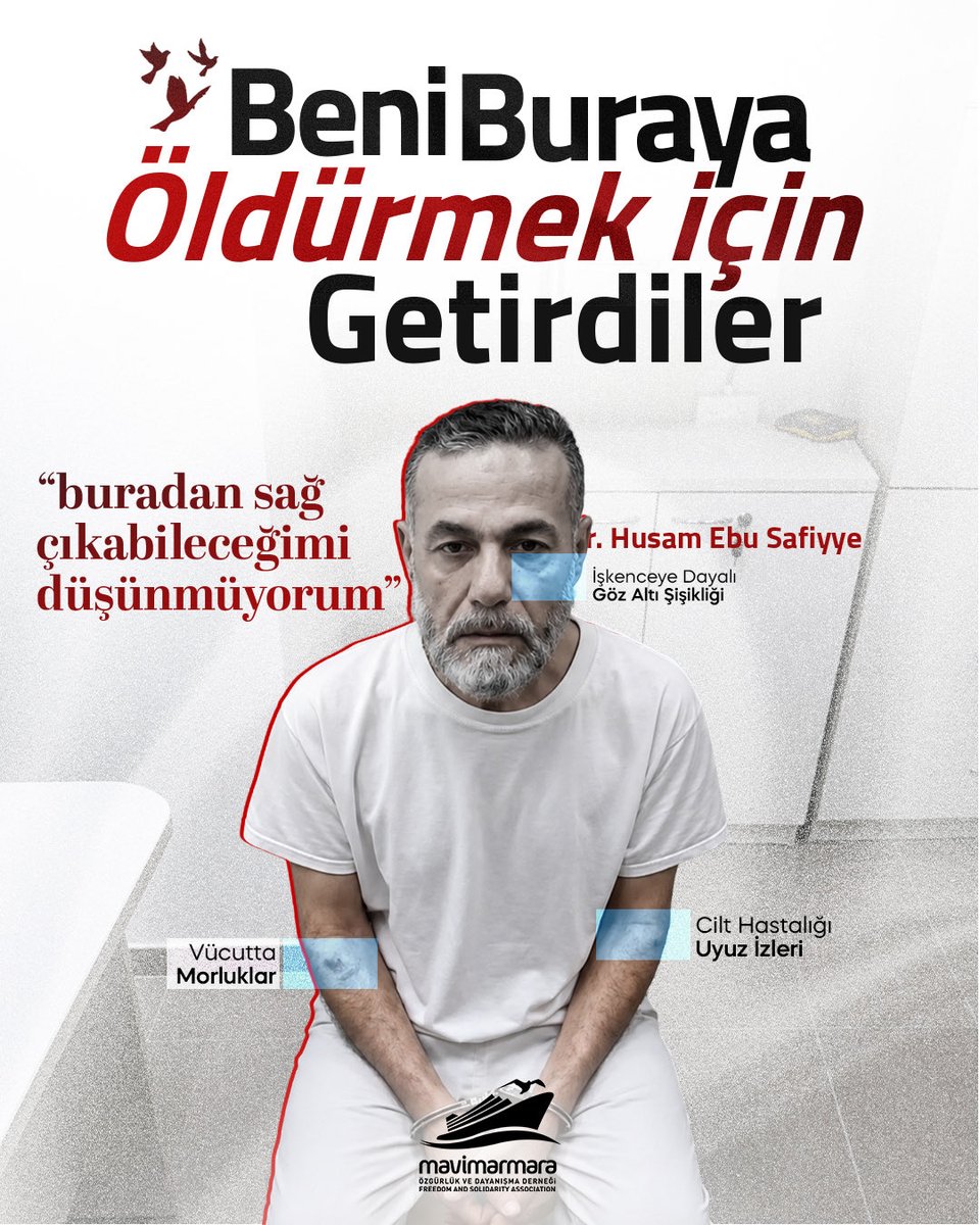 mavimarmaratr's tweet photo. "Beni Buraya Öldürmek İçin Getirdiler"

Dr. Husam Ebu Safiyye için adalet !

 Paylaş, duyur, destek ol! https://t.co/yCioesD77e