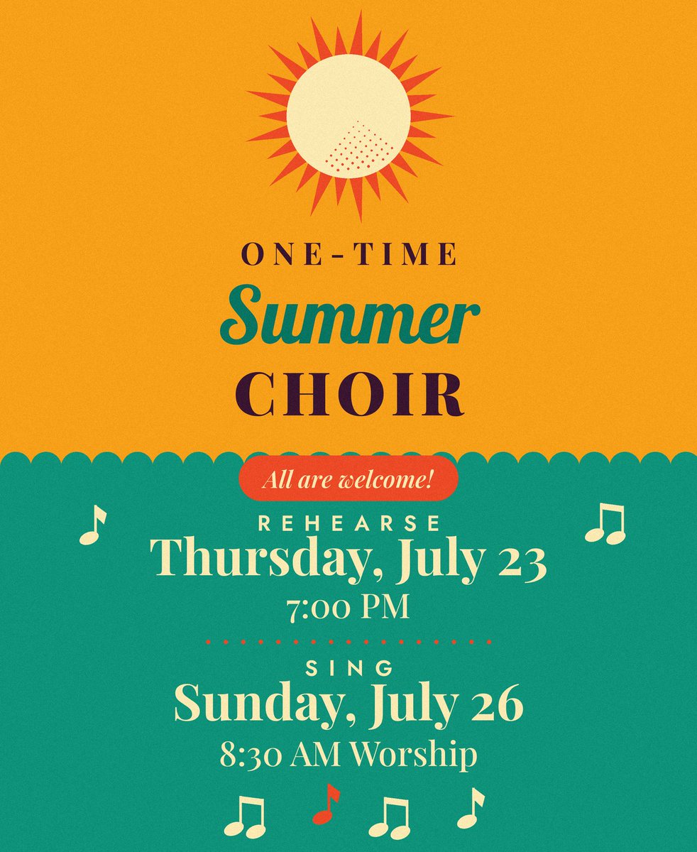 StMarksBG's tweet photo. Calling all singers! Interested in trying out choir?! Come join us for a rehearsal on Thursday, July 23 at 7:00 PM for a rehearsal! All are welcome! Please contact Josh or message this account if you are interested. #StMarksBG https://t.co/UegMIXJbOT
