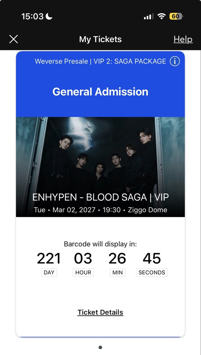 amoree87's tweet photo. WTS; Enhypen Premium Ticket for 
Amsterdam ( March 2nd 2027) 
if you’re interested just hmu, I’ll send you proof(tickets) and we will do everything through Ticketmaster. 
Only real buyer pls!! 

#enhypen #enhypenworldtour #bloodsaga #amsterdam https://t.co/Hg3kOTKOKD