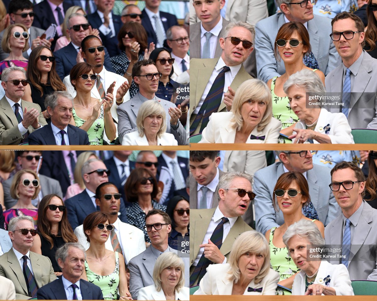 SmilingBenedict's tweet photo. Benedict Cumberbatch, Sophie Hunter, and Martin Freeman at #Wimbledon 

the Sherlock fandom has it's first movement since 2017 https://t.co/6snxfwyXiv