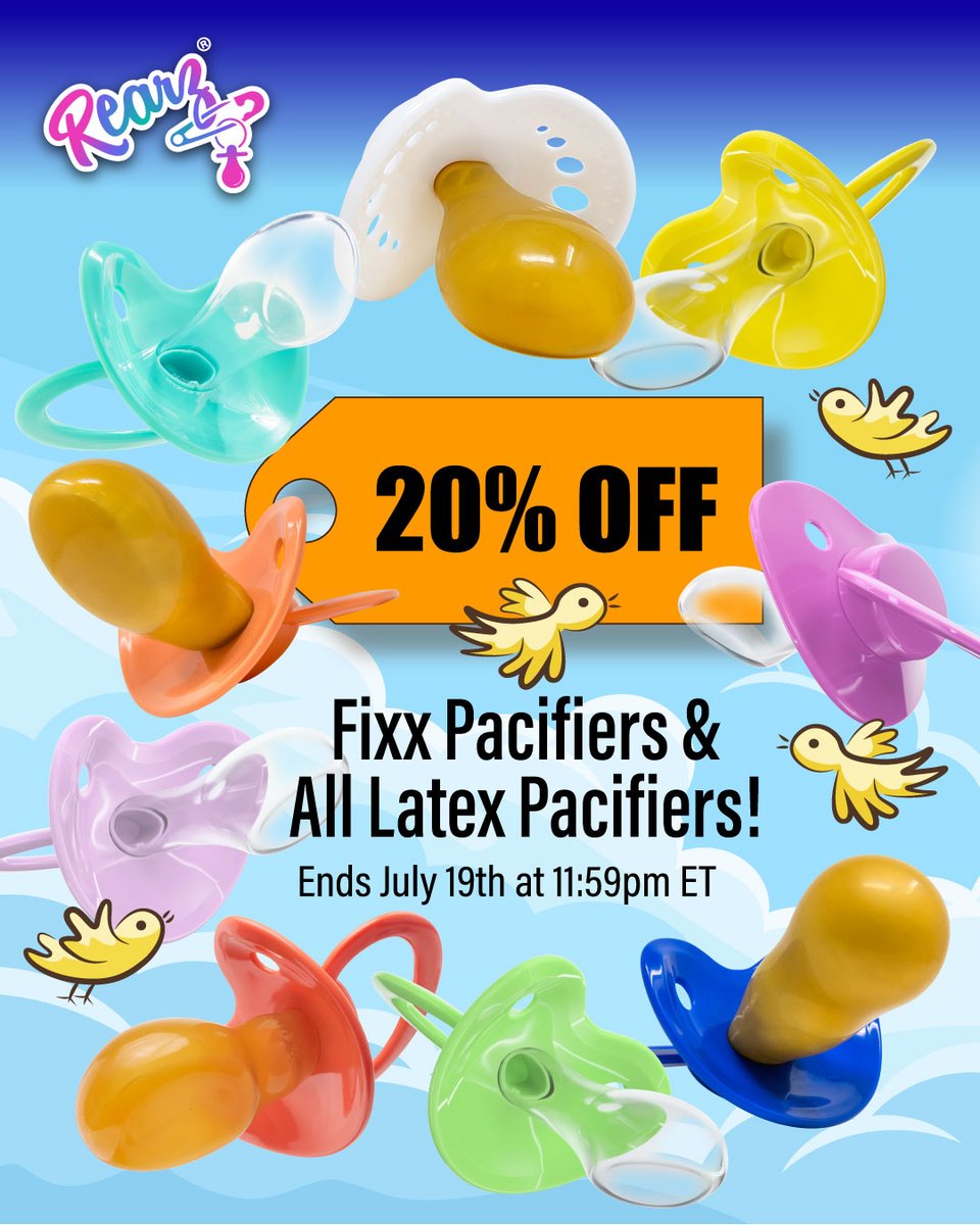 PacifierAddicts's tweet photo. Take 20% off all Latex & Fixx pacifiers and save BIG! Go big or go home, our biggest pacifiers are on sale now! Don't miss out!
https://t.co/pSPgn98X7R
#adultpacifier #fixx #latexpacifier #pacifieraddict #adultsoother #oralfixation https://t.co/0dMeU9W7tK