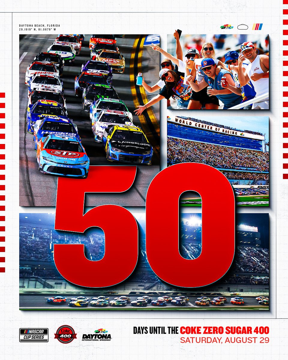 DAYTONA's tweet photo. 50 days until we're back under the lights. 🔥

#CokeZeroSugar400 https://t.co/oGhtLqxFIn