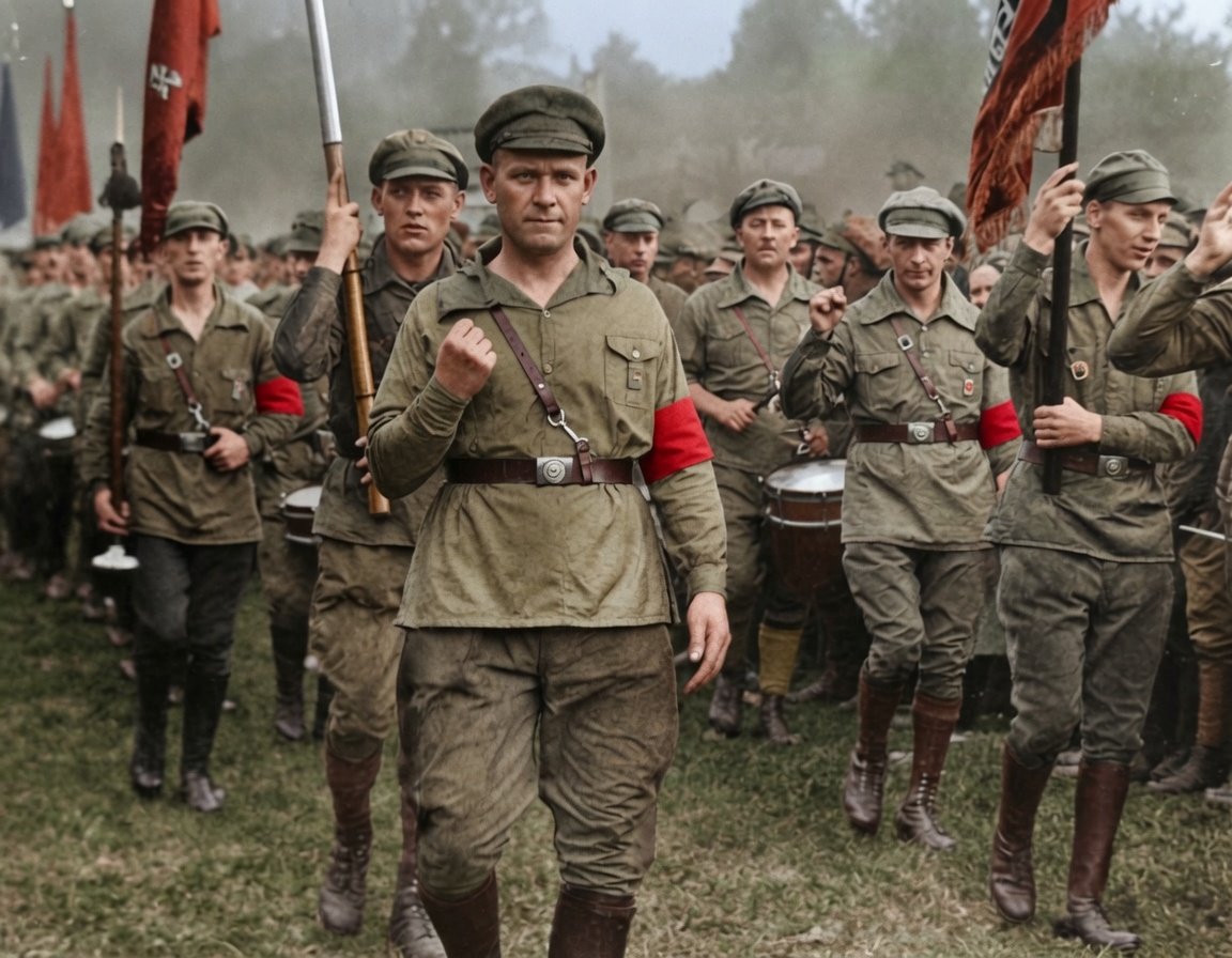 DaniMayakovski's tweet photo. El 10 de julio de 1932, el Partido Comunista Alemán (KPD) creaba la organización de combate "Acción Antifascista" para unir a todos los antifascistas del pais y organizarse contra el ascenso del nazismo.

Esta mítica organización era parte del Frente Rojo de Combate, la organización paramilitar comunista del KPD, que llegó a tener más de 130.000 militantes armados listos para combatir al nazismo... antes de que la socialdemocracia la ilegalizara en 1929 para hacerle el favor al capital y a sus mercenarios fascistas.

El logo de la organización Acción Antifascista con las banderas negras y rojas juntas, en representación de anarquistas y comunistas unidos ante el nazismo, se convirtió en uno de los símbolos políticos más famosos de la historia.