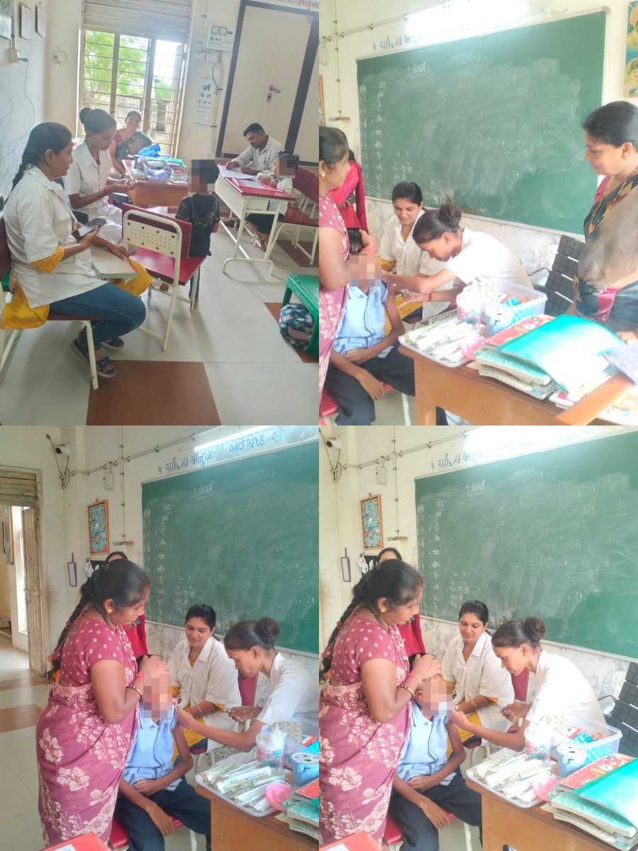 ValiaSBCC's tweet photo. શાળાઓમાં Td (10, 16 વર્ષ) રસીકરણ, મચ્છર નિયંત્રણ (NVBDCP), NCD અને રક્તપિત્ત સ્ક્રિનિંગની કામગીરી સઘન રીતે ચાલુ! 🩺
આશ્રમ શાળાના એક બાળકે પોતે રસી લઈ અન્ય વિદ્યાર્થીઓને પ્રેરણાદાયક વક્તવ્ય આપ્યું. યુવા પેઢીની આ જાગૃતિ ખરેખર પ્રશંસનીય છે! 🛡️

#HealthyGujarat #HealthcareHeroes https://t.co/lsktNCyI6t