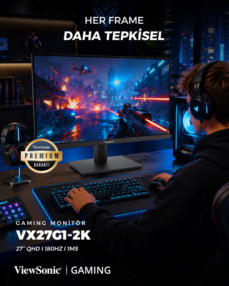 ViewSonicTR's tweet photo. 🎮 Netlik ve akıcılığı bir arada yaşa!

VX27G1-2K, QHD çözünürlük ile daha keskin detaylar sunarken 180Hz yenileme hızı ve 1ms tepki süresi ile akıcı ve hızlı bir oyun deneyimi sağlar.

Rekabetçi oyunlarda hem görsel netlik hem de performans arayan oyuncular için tasarlandı. https://t.co/oEkSme85cB