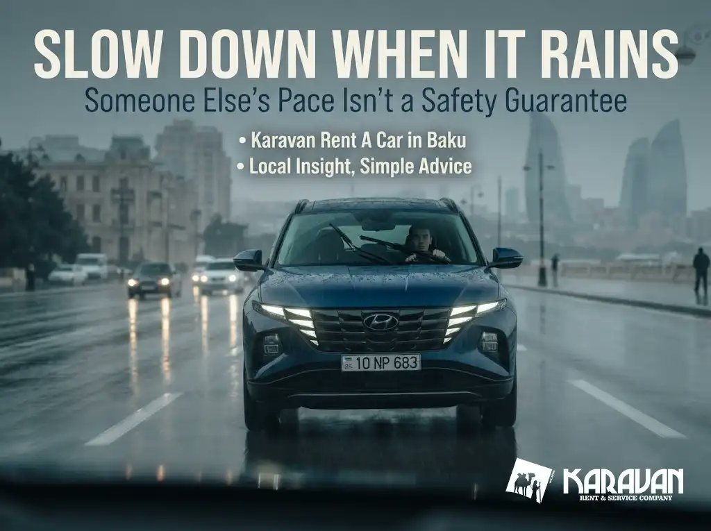 KaravanRent's tweet photo. 🚦 Why "everyone drives like this" is the worst advice you can give yourself in Baku. Breaking it down with numbers.

——

After 17 years handing over car keys in this city, we've settled on one principle we repeat to every guest: don't watch the cars around you. Watch the signs.

——

Example #1: night-time speed.

Avenues empty out, the temptation to speed is real, and plenty of people genuinely go faster. That's exactly why so many speeding violations get recorded at night — cameras run 24/7, indifferent to whether the road looks empty.

Keep to the limit regardless of traffic density, and your odds of a fine drop to essentially zero. Not luck. No violation ever happened.

——

Example #2: double-parking.

Outside cafés and shops downtown, constantly, hazards on, "just a minute." The fine is real — 80 AZN + 2 points — and it's issued to that specific car, not "everyone who does it."

Hazard lights aren't a legal exemption. They're just a blinking light.

——

Example #3: sharp lane changes at rush hour.

Someone tries to save a couple of minutes weaving between rows. The time saved is minimal. The collision risk goes up noticeably. This is the leading cause of fender-benders on the city's avenues.

——

Why "everyone does it" is a trap, not an argument.

Psychologists call it social proof: seeing many people do something, the brain reads it as safe. On the road, the logic runs backwards. Three cars speeding nearby isn't safety — it's three potential fines at once.

——

A word on rain.

Rainfall in Baku is rare, and some drivers keep a dry-road pace in wet weather. Braking distances grow, slickness is more pronounced precisely because roads aren't "worn in" by rain. Someone else's pace in the rain is neither a benchmark nor a guarantee.

——

The question we get most.

"If I drive exactly at the limit and everyone's overtaking, am I not in the way?" No. That's the norm, not an obstruction. The mild awkwardness of being passed is nothing next to a real fine.

——

And one more myth.

"If everyone breaks the rule with me, it's somehow less serious" — no. The system records every vehicle individually. A neighbouring violation doesn't cancel or soften yours.

——

Bottom line.

Rules and cameras apply identically to everyone — residents and tourists alike. Following the official rules is the simplest, most reliable strategy. Don't try to "blend in" with someone else's driving style.

📞 +994-55-455-22-45 (WhatsApp · Telegram)
🚗 https://t.co/E0CoZdLMsW
https://t.co/GuO49CQ7B9

#KaravanRentACarinBaku #Baku #Azerbaijan