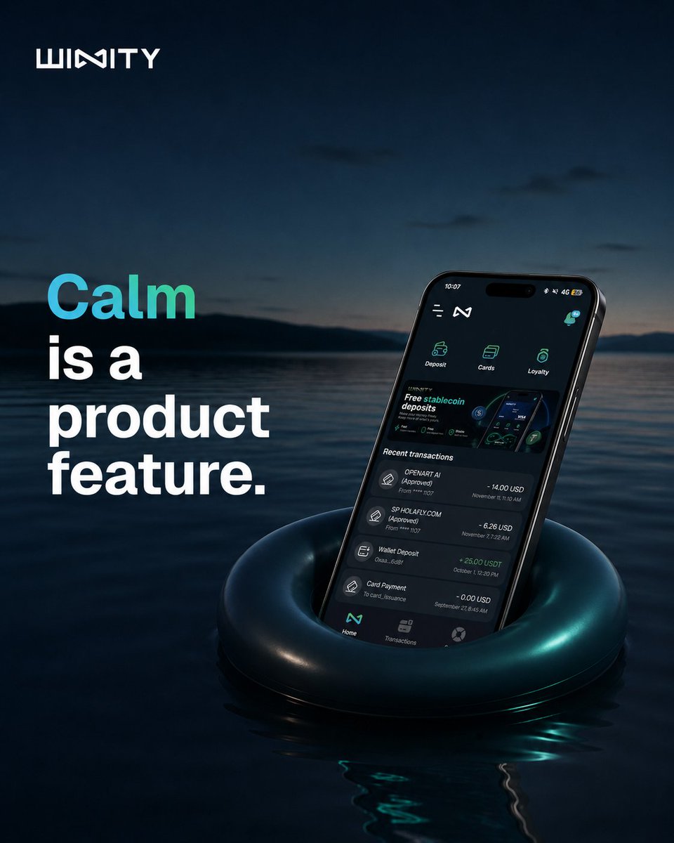 winitylife's tweet photo. Float mode: activated. 🛟🌊

Less app-hopping.
Less checkout panic.

More calm while your money moves.

View your balance, manage spending, access rewards, and use supported stablecoins in one app built for global living.

Calm isn't just a vibe.
It's a product feature.

🌍 Download Winity Life at https://t.co/NEhf0HE8yK, link is in our bio!