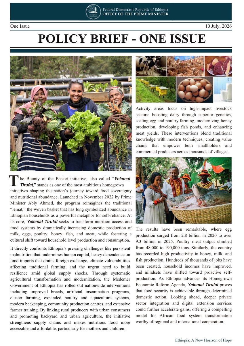 ebczena's tweet photo. Policy Issue Snapshot - July 10, 2026
#PMOEthiopia #EthiopiaDelivers #PMInitiative #EBC https://t.co/zMUyKvFsmW