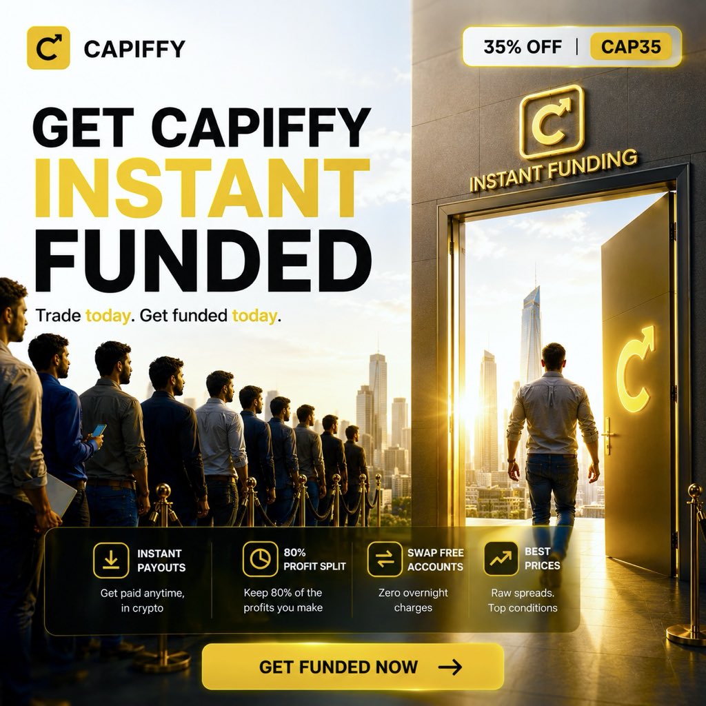 CapiffyFunding's tweet photo. 🚀 Get Capiffy Instant Funded

Trade today. Get funded today.

✅ On-Demand Payouts
✅ Up to 80% Profit Split
✅ Swap-Free Accounts

🎁 35% OFF — Use Code CAP35

#Capiffy #PropFirm #Forex #Trading #FundedTrader #InstantFunding https://t.co/MT6QODZTpw