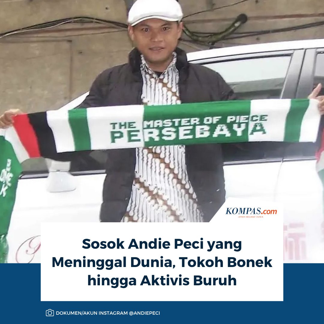 kompascom's tweet photo. Baca di sini: https://t.co/nEdErnbvx6 

Salah satu tokoh suporter Persebaya Surabaya, Andie Peci meninggal dunia pada Jumat (10/7/2026) usai sempat menjalani perawatan di RSUD dr Mohamad Soewandhi Surabaya akibat sakit sselama beberapa bulan terakhir.

~KR #AndiePeci #Bonek https://t.co/5cG23MMlOK