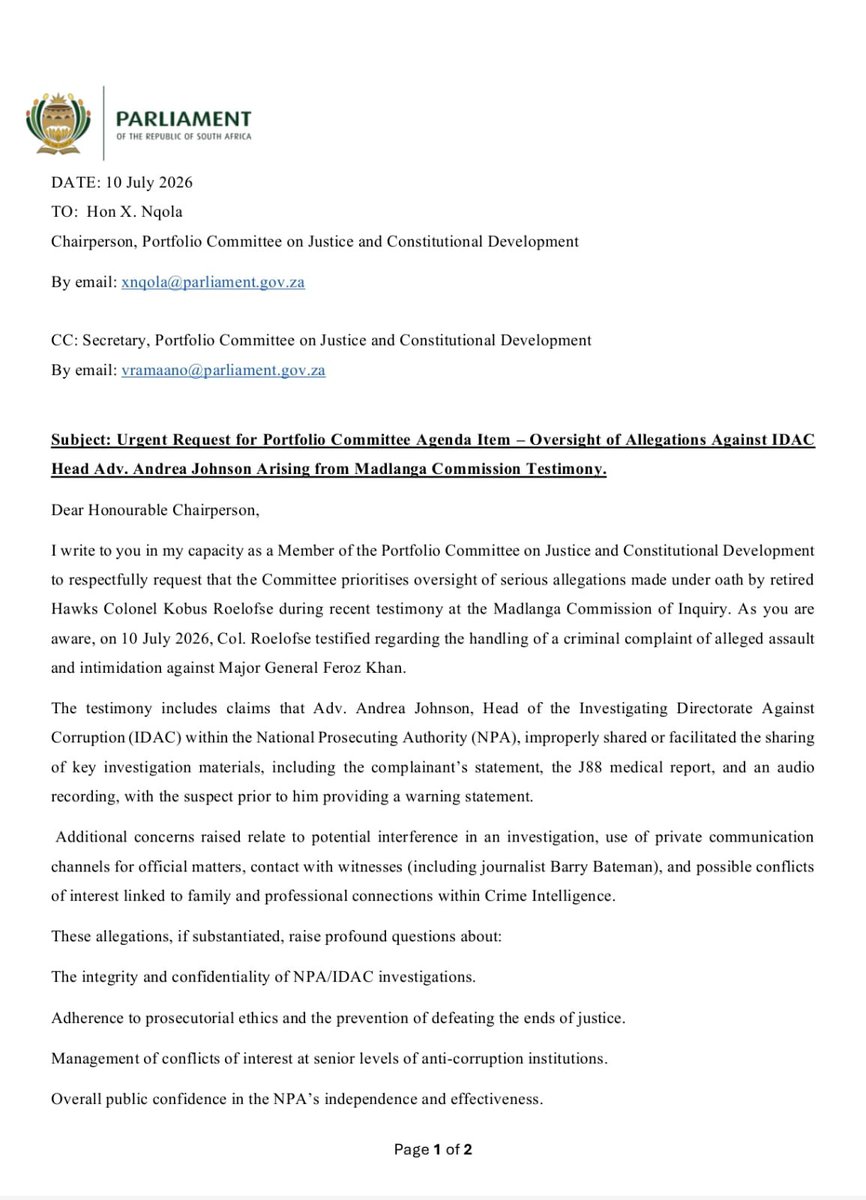 MkhontoweSizwex's tweet photo. [Media Statement] 
MK PARTY DEMANDS URGENT PROBE INTO EXPLOSIVE ALLEGATIONS AGAINST IDAC BOSS. https://t.co/Naj4j7I6Qs