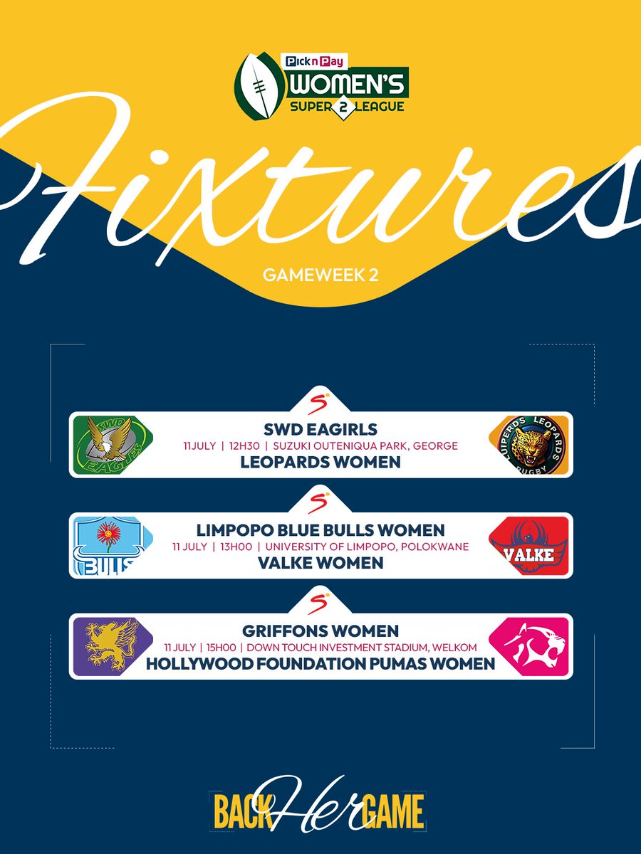 sawomensprov's tweet photo. It's the second round of the Pick n Pay #WSL 2 and the intensity will go up a notch or two - more here: https://t.co/tprl0vNWNR 🆙
#BackHerGame https://t.co/MqZ4SMr8Tf