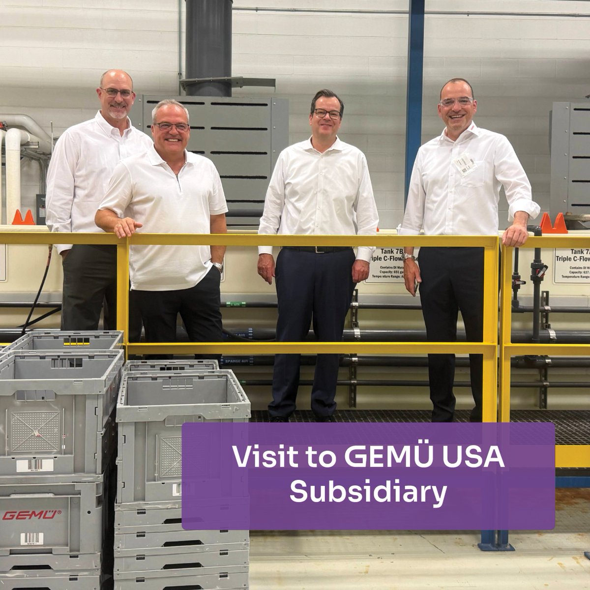 GemuUsa's tweet photo. We were honored to host our Global CEO, Mr. Gert Müller, and Global COO, Mr. Matthias Fick, at GEMÜ USA last week! Their visit was an exciting opportunity to showcase our latest facility upgrades, highlight our commitment to local production, and discuss the future of GEMÜ US. https://t.co/tEA70JoQ2t