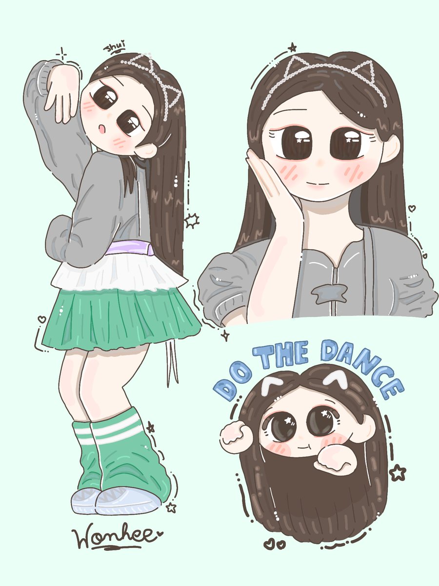 JhuiKitty's tweet photo. Wonhee!! Do the dance 💚✨️

#illustration #digitalart #originalart #girl #illust #cute #wonhee #illit #dothedance https://t.co/kxB1ONOY6D