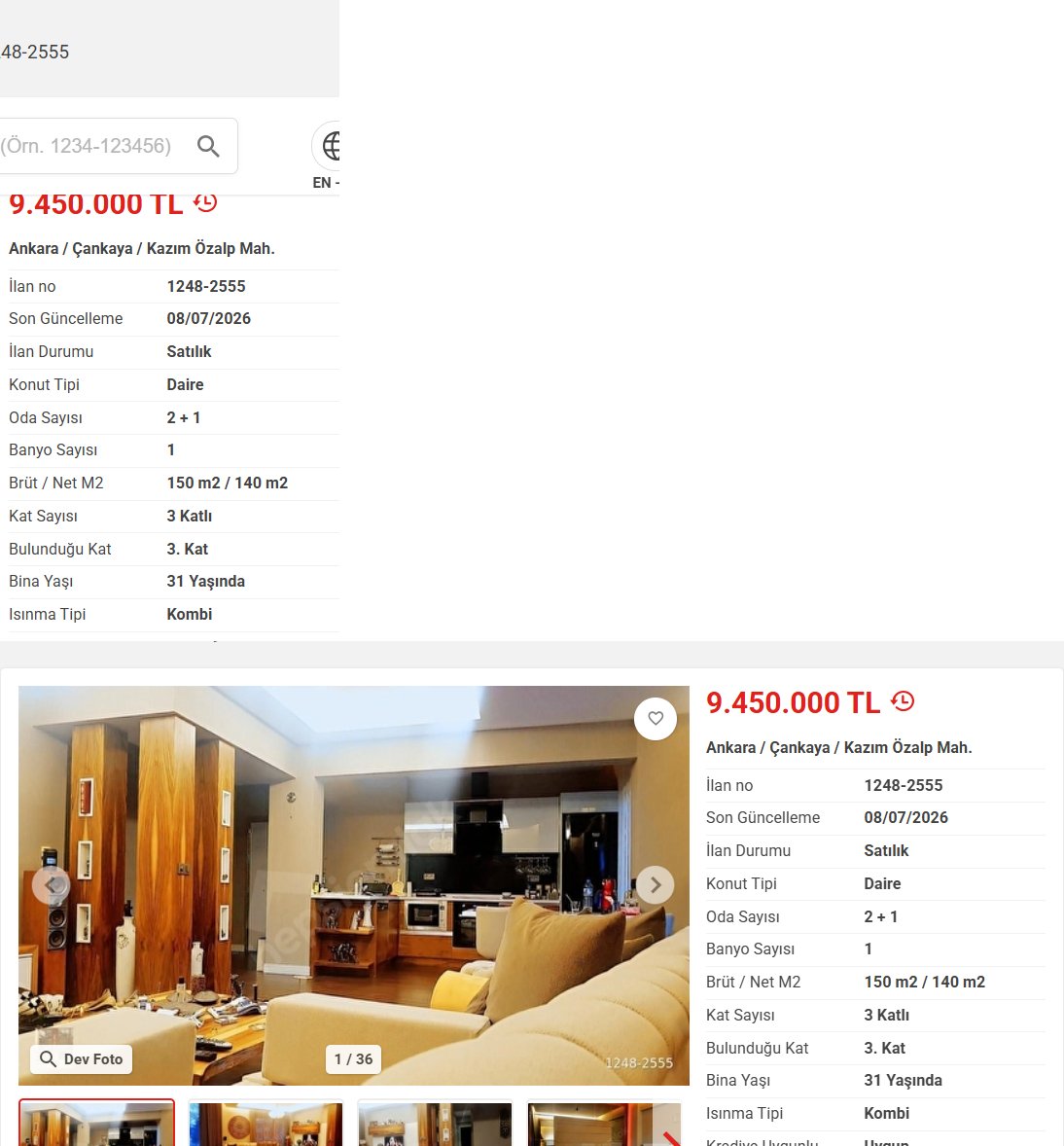 Mervemrtogluu's tweet photo. Ankara · KAZIM ÖZALP · 2+1 · 140 m²
İlan: 9.450.000 ₺ | GetEmlak orta: 9.460.500 ₺
Orta banda neredeyse oturuyor; ilan 10.500 ₺ altında.
#emlak #konut #Ankara #Cankaya #KAZIMÖZALP https://t.co/xO9YtQ7Lau