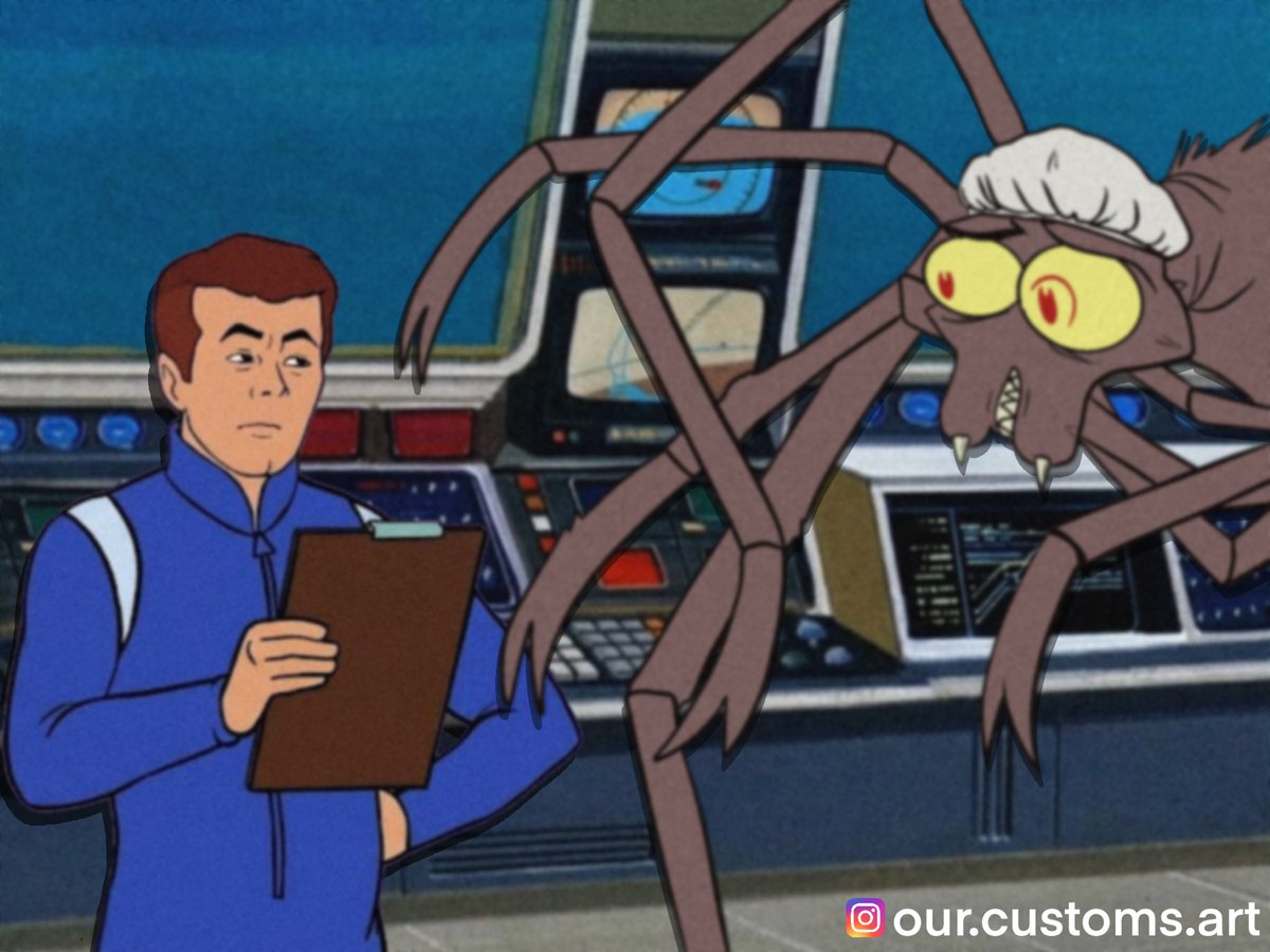 Our_Customs's tweet photo. This #fusionfriday it’s a meeting of two individuals both voiced by the awesome @_mcchris  as Hesh meets MC peepants and is surprised to see the giant spider in front of him. I wonder if anything bad is gonna happen to them ?

#sealab2021 #adultswim #athf #crossover https://t.co/FoA8U05Xei