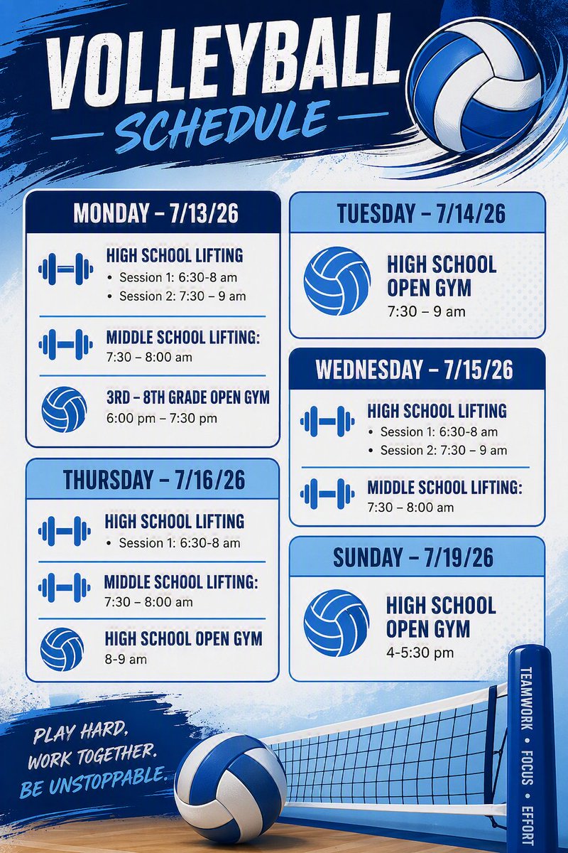 OgdenBulldogVB's tweet photo. Schedule is out for next week. Hope to see you in the gym. https://t.co/tzopg6kD1I