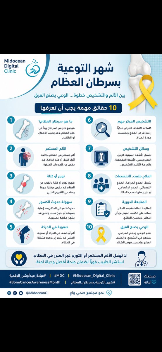 i_saad1111's tweet photo. @MidoceanC #عيادة_ميدأوشن_الرقمية
#MDC
#Midocean_Digital_Clinic
#BoneCancerAwarenessMonth
#شهر_التوعية_بسرطان_العظام https://t.co/z0ohhisXt3