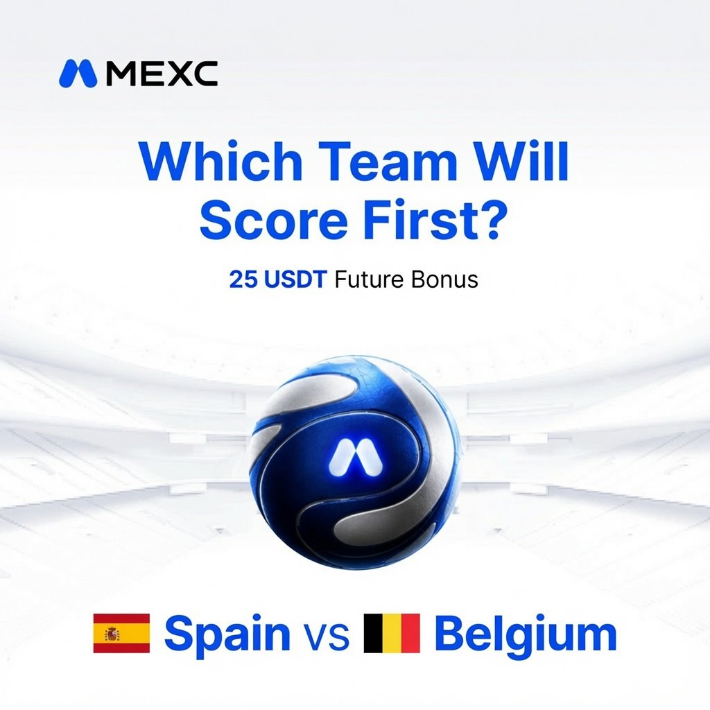 MEXC_BD's tweet photo. ⚽️ Who scores first? Spain 🇪🇸 or Belgium 🇧🇪?

Predict the team that will score first and grab a chance to win a 25 USDT Futures Bonus! 💰🔥

How to participate: 

✅ Follow @MEXC_BD & Like + Repost this post
✅ Comment your prediction + your MEXC UID
✅ Tag 3 friends who don't follow us yet

⏳ Kick-off is coming - drop your prediction now! 👇

#MEXC #WeAre26 #PredictAndWin #CryptoGiveaway
