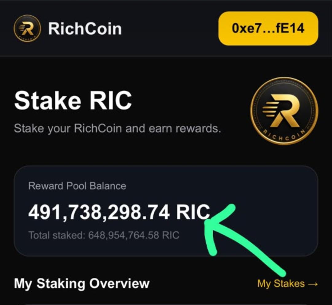 Gina2Rem's tweet photo. Don't wait to stake your $RIC!
Staking later means your rewards start later. The sooner you stake, the sooner you become eligible to earn rewards. ⏳
First come, first served. Secure your spot today! 💰🚀
#RichCoin #RIC #Staking #Crypto https://t.co/EqwwEgKOaM