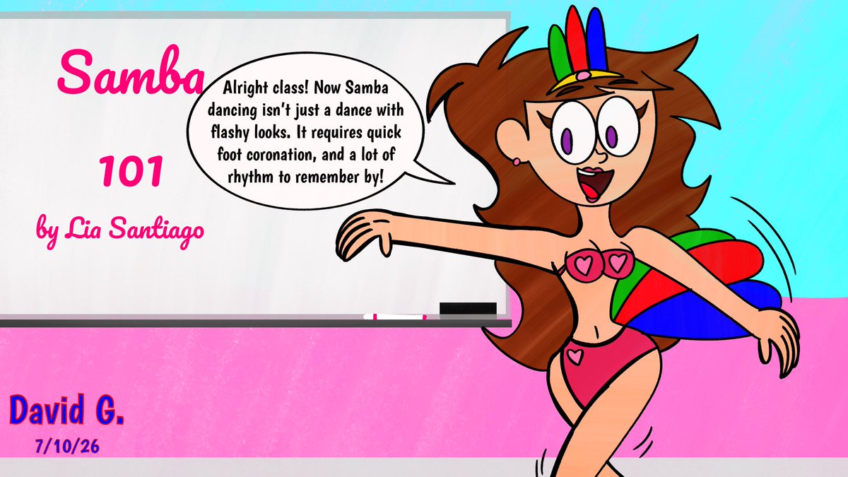 SparkCartoons's tweet photo. Samba July - Day 10: Samba Lessons
During her dance class, Lia explains to her students about one of the most important fundamentals of samba dancing.
#SambaTimeCartoon #SambaJuly2026 #DanceClass #BlueLightningDoodles https://t.co/v5lgc4Vl1V