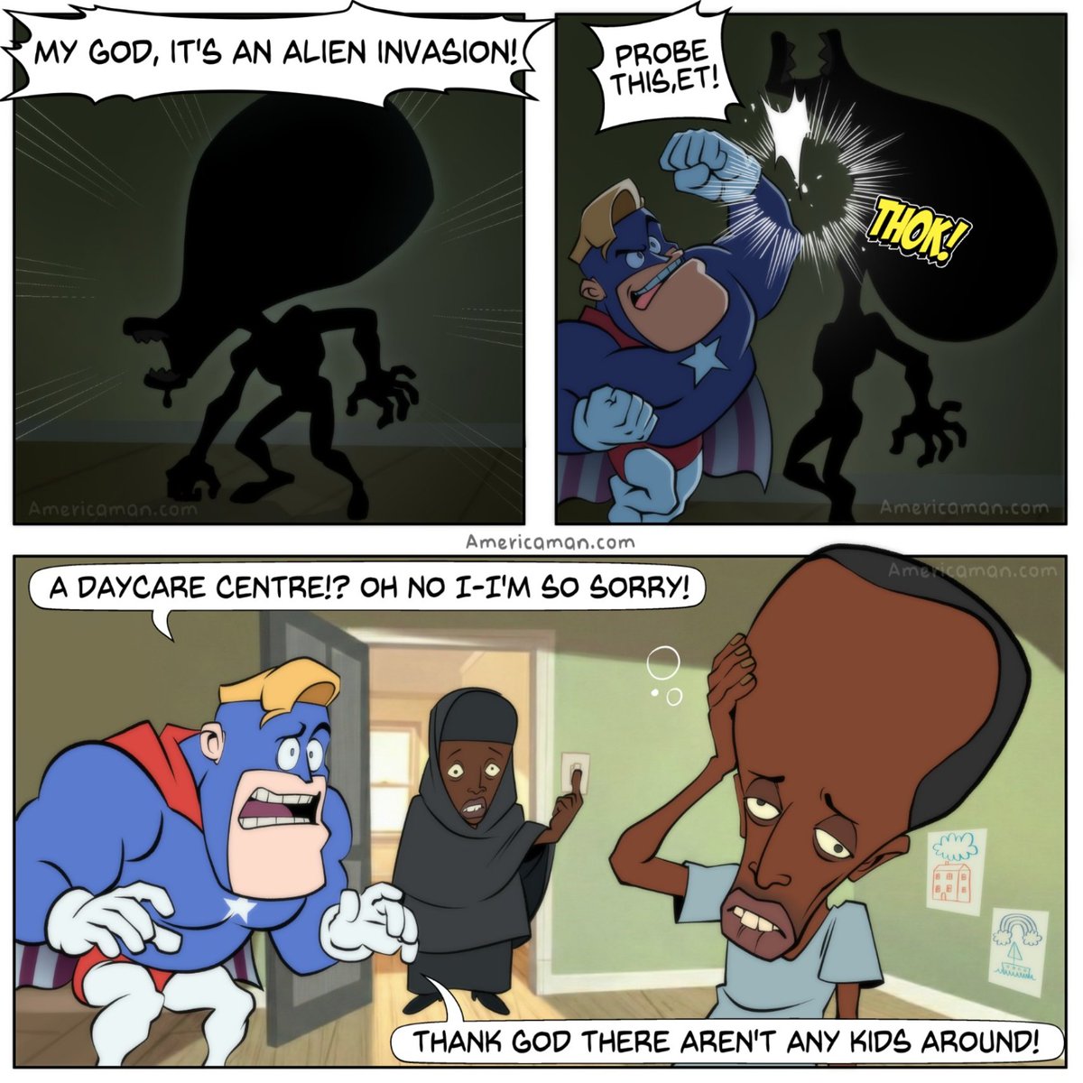 GoyGems's tweet photo. Comic by @Americaman_Hero https://t.co/mM5sQbiEh7