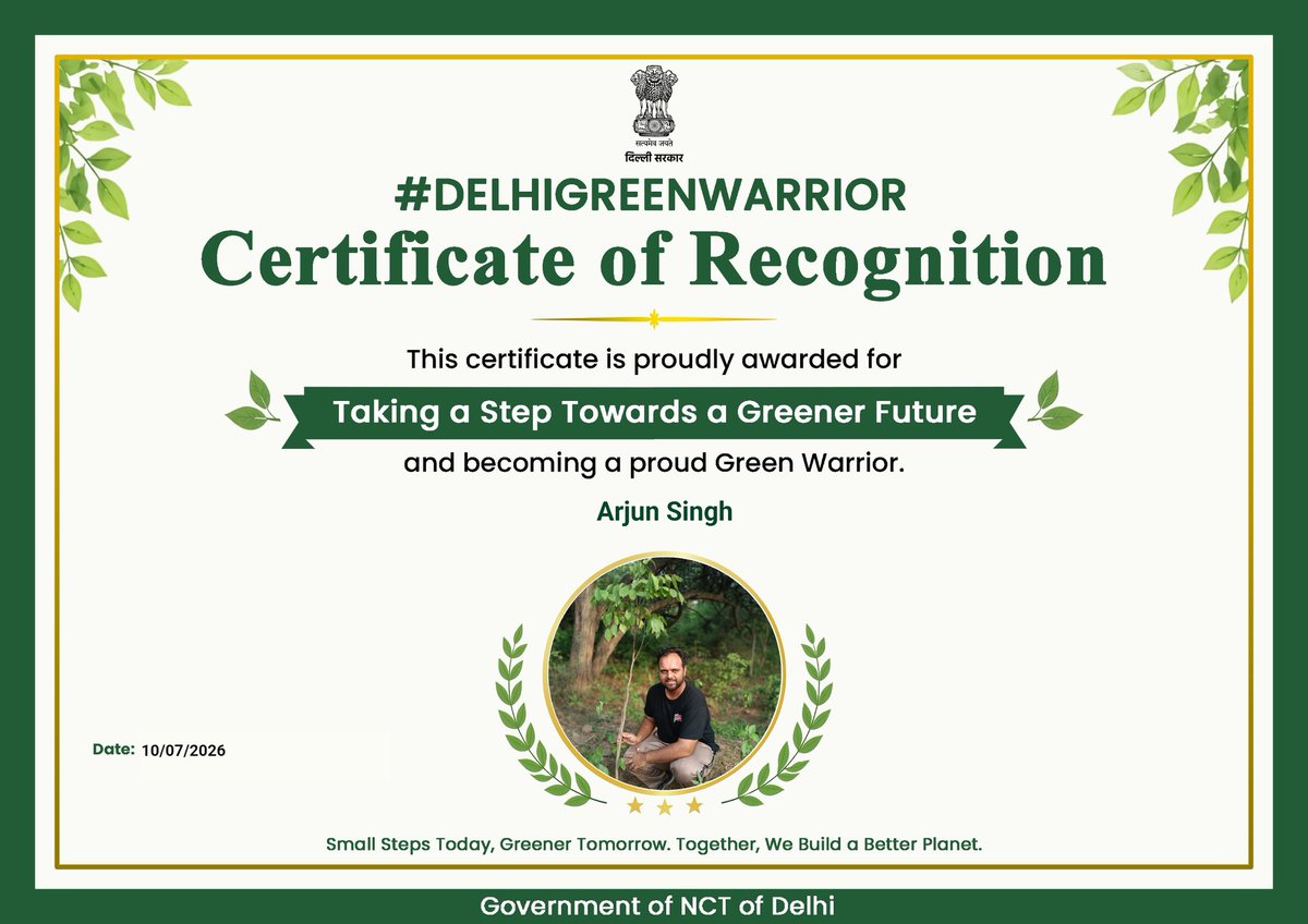 Vijender_singh1's tweet photo. I am now a Delhi Green warrior!

#ViksitDelhi #MissionGreenDelhi #EkPedMaaKeNaam 
@gupta_rekha @Delhivanmahotsa https://t.co/vkcMMqrbfr