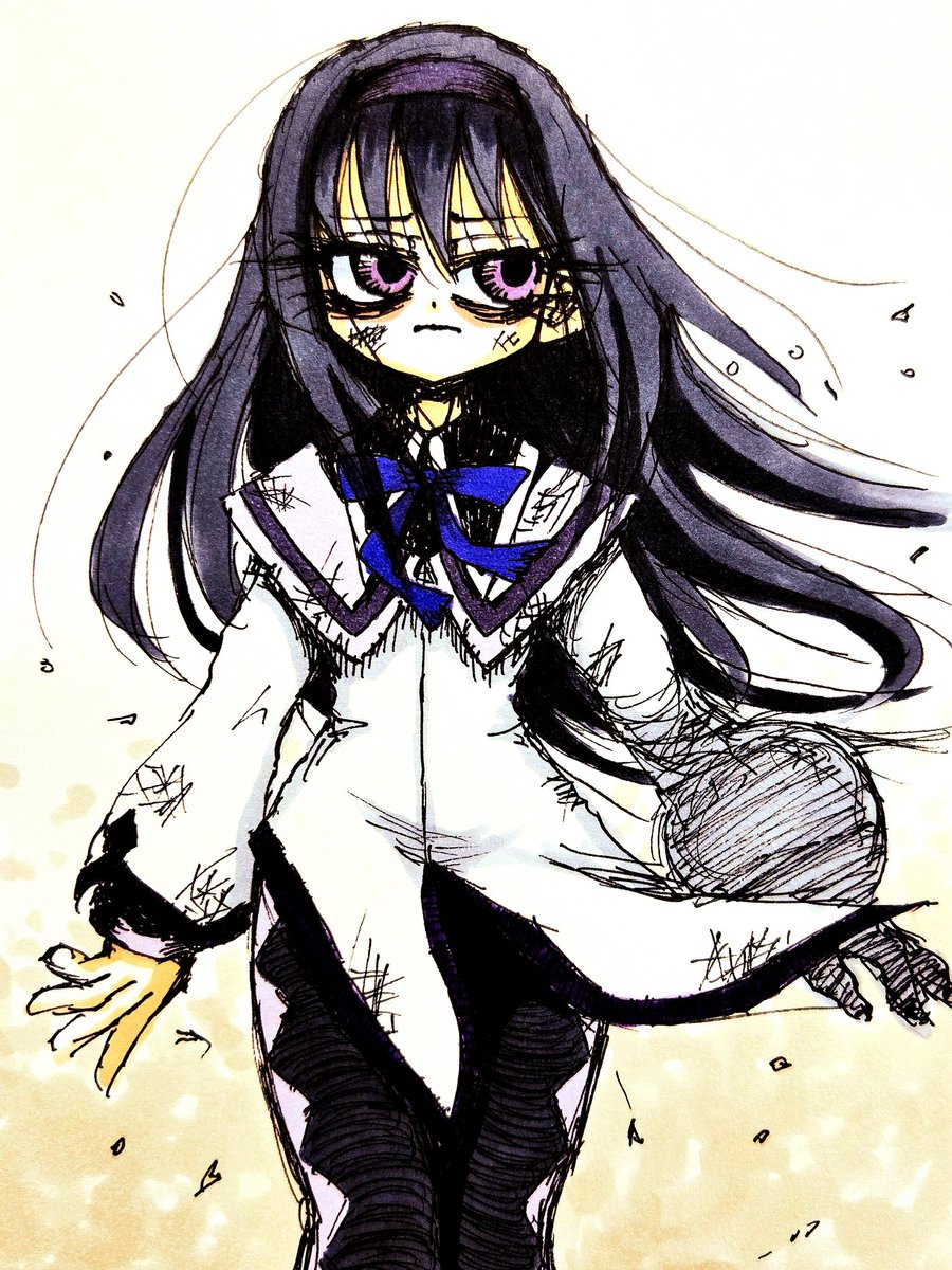 menoeltsQual's tweet photo. これは随分前に描いた暁美ほむら
スカートは犠牲になったのだ https://t.co/086MEUNp0U