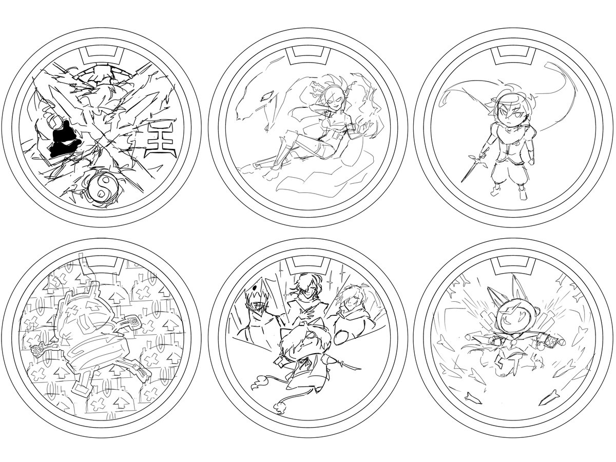 Shin_Orochi1's tweet photo. sketch of some of the medals i'll make for my friend's YKW mod 
#YoKaiWatch https://t.co/UuqLRtMog3