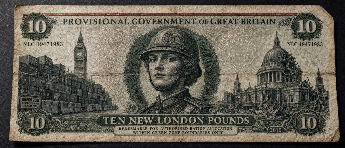A ten New London pounds prop note from the Here be Monsters world.