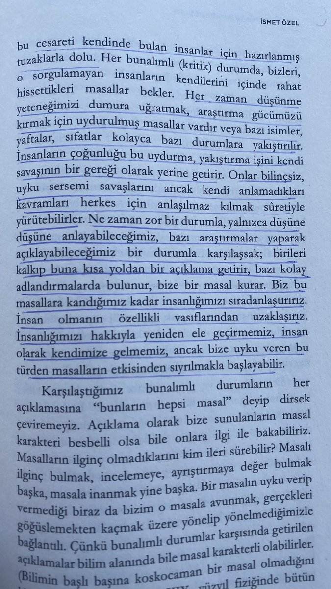 b3stzz's tweet photo. “ne zaman zor bir durumla, yalnızca düşüne düşüne anlayabileceğimiz, bazı araştırmalar yaparak açıklayabileceğimiz bir durumla karşılaşsak; birileri kalkıp buna kısa yoldan bir açıklama getirir, bazı kolay adlandırmalarda bulunur, bize bir masal kurar” temmuz hasilati 🥸🥸 https://t.co/sR0AJsxk1U