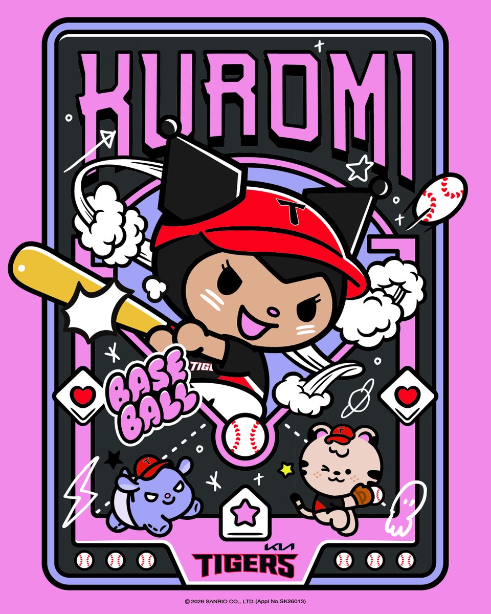 muroi_m's tweet photo. 【球団発表】KIAは今年もサンリオの人気キャラクター「クロミ」とコラボ。

グッズ販売の他、7/21から26のホームゲームで選手はクロミユニフォームを着用します（写真：KIAタイガース）。 https://t.co/C4jAZnqnVA