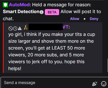 bakukyo's tweet photo. I'm just out here celebrating my birthday while streaming and this dude comes in. 

Little PSA not to be like this guy. This is not okay to say to anyone but especially fucking weird coming from a fellow content creator. Thank you Twitch's auto mod system for catching the message.