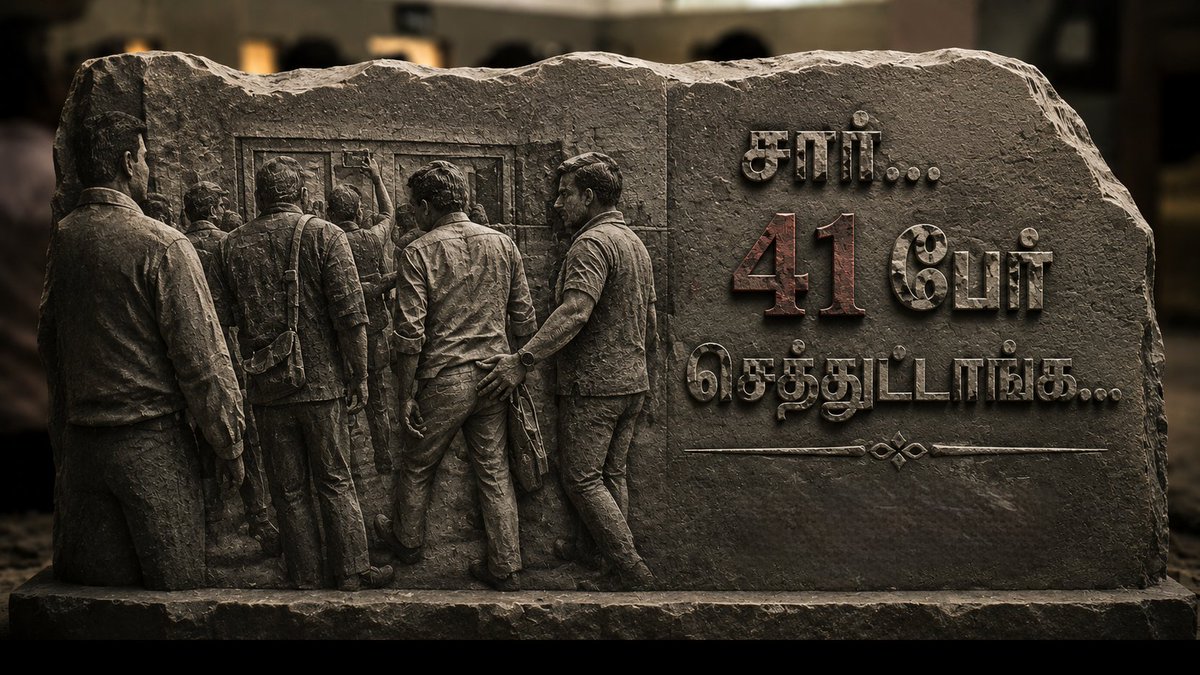 ItsRahman_M's tweet photo. கரூர் கல்வெட்டு...🐿
காலம் கடந்தாலும், இந்தக் கல் பேசும்... கூத்தாடியின் ரசிக வெறிக்கு 41 பேர் பலியானார்கள் என்று.
#tvkfails #karurstamped https://t.co/sCgeLyxDGm